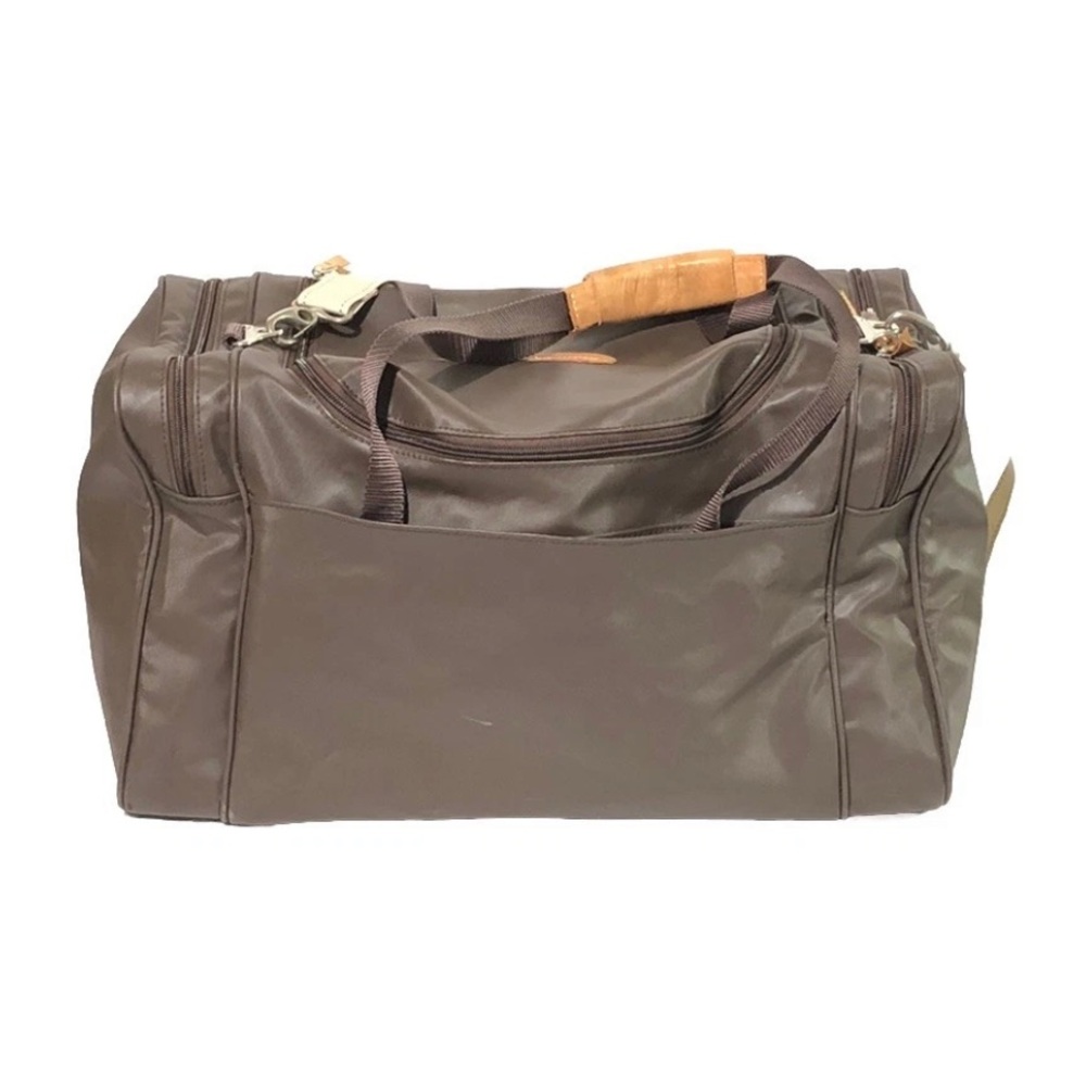 Jon Hart Square Weekender Travel Bag Duffle Luggage Brown Coated - Picture 2 of 12
